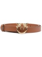Love Berry Belt In Brown Leather With Logoed Buckle Pinko Love Berry Belt In Brown Leather With Logoed Buckle - Cuoio