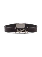 Saint Laurent Leather Bracelet With Logo Buckle Saint Laurent Leather Bracelet With Logo Buckle - Black