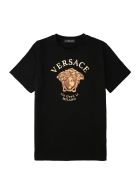 Young Versace Medusa Detail Cotton T-shirt Young Versace Medusa Detail Cotton T-shirt - black