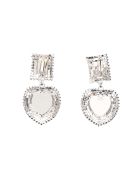 Alessandra Rich Crystal Heart With Square Clip Earrings Alessandra Rich Crystal Heart With Square Clip Earrings - CRYSTAL SILVER (Silver)