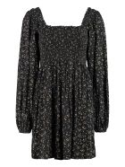 Ganni Floral Printed Flared Dress Ganni Floral Printed Flared Dress - black