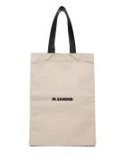 Jil Sander Large Cotton Shopper With Logo Jil Sander Large Cotton Shopper With Logo - Beige