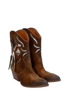 Elena Iachi Texan Ankle Boots In Leather Color Suede Elena Iachi Texan Ankle Boots In Leather Color Suede - leather color