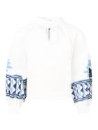 Stella Jean White Blouse For Girl With Ethnic Prints Stella Jean White Blouse For Girl With Ethnic Prints - White