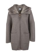 Woman Coat In Taupe Cashmere With Fur Agnona Woman Coat In Taupe Cashmere With Fur - Taupe