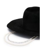 Ruslan Baginskiy Fedora Hat With Crystals And Pearls Ruslan Baginskiy Fedora Hat With Crystals And Pearls - Black