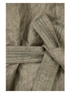Brunello Cucinelli Coated Techno Linen Reversible Down Vest With Belt And Monili Brunello Cucinelli Coated Techno Linen Reversible Down Vest With Belt And Monili - Earth