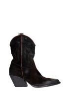 Elena Iachi Texan Ankle Boots In Black Suede Elena Iachi Texan Ankle Boots In Black Suede - black