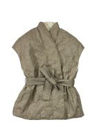Brunello Cucinelli Coated Techno Linen Reversible Down Vest With Belt And Monili Brunello Cucinelli Coated Techno Linen Reversible Down Vest With Belt And Monili - Earth