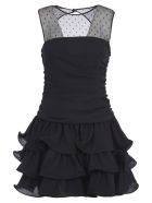 RED Valentino Layered Hem Sleeveless Lace Dress RED Valentino Layered Hem Sleeveless Lace Dress - Black