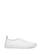 Thom Browne White Cotton Canvas Heritage Sneakers Thom Browne White Cotton Canvas Heritage Sneakers - White