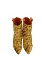 Bams High Heels Ankle Boots In Yellow Fabric Bams High Heels Ankle Boots In Yellow Fabric - yellow