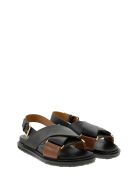 Marni Criss-cross Fussbett Calfskin Sandal Marni Criss-cross Fussbett Calfskin Sandal - Black/brown