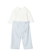 White Shirt And Light Blue Trousers Set Monnalisa White Shirt And Light Blue Trousers Set - Azzurro