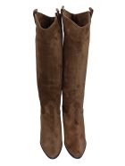 Pedro Miralles Cortina Texan Boots In Taupe Suede Pedro Miralles Cortina Texan Boots In Taupe Suede - taupe