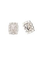 Alessandra Rich Square Crystal Clips Earrings Alessandra Rich Square Crystal Clips Earrings - CRYSTAL SILVER (Silver)