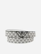 Belt With All-over Monogram Print Emporio Armani Belt With All-over Monogram Print - Grigio