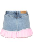 Natasha Zinko Light Blue Skirt For Girl With Noen Pink Writing Natasha Zinko Light Blue Skirt For Girl With Noen Pink Writing - Denim