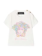 Young Versace White T-shirt With Application Young Versace White T-shirt With Application - Multicolor