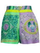 Versace Silk Shorts With Barocco Mosaic Print Versace Silk Shorts With Barocco Mosaic Print - Violet