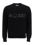 Alexander McQueen Cotton Sweater With Logo Embroidery Alexander McQueen Cotton Sweater With Logo Embroidery - Nero