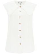 Ganni Sleeveless Shirt With Over Peter Pan Collar Ganni Sleeveless Shirt With Over Peter Pan Collar - Bianco
