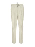 Brunello Cucinelli Comfort Cotton Striped Textured Fabric Leisure Fit Trousers With Drawstring And Pleat Brunello Cucinelli Comfort Cotton Striped Textured Fabric Leisure Fit Trousers With Drawstring And Pleat - Bianco/brown