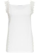Alberta Ferretti Silk Blend Tank Top With Lace Inserts Alberta Ferretti Silk Blend Tank Top With Lace Inserts - White