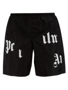 Palm Angels Broken Logo Swim Shorts Palm Angels Broken Logo Swim Shorts - Nero e Bianco