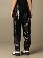 Remain Pants Remain Tapered Trousers In Snake Print Leather REMAIN Birger Christensen Remain Pants Remain Tapered Trousers In Snake Print Leather - Black
