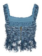 Balmain Fringed Tweed Top Balmain Fringed Tweed Top - BLUE