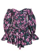 Black Floral Short Dress With Off Shoulders Giuseppe di Morabito Black Floral Short Dress With Off Shoulders - Flora midnight