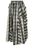 RED Valentino Ruffle Applique Checked Skirt RED Valentino Ruffle Applique Checked Skirt - White/Black