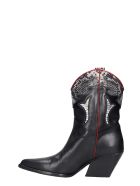 Elena Iachi Texan Ankle Boots In Black Leather Elena Iachi Texan Ankle Boots In Black Leather - black