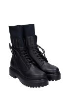 Combat Boots In Black Leather Le Silla Combat Boots In Black Leather - BLACK
