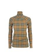 Burberry Vilan - Vintage Check Stretch Jersey Turtleneck Top Burberry Vilan - Vintage Check Stretch Jersey Turtleneck Top - Archive Beige
