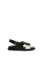 Marni Criss-cross Fussbett Calfskin Sandal Marni Criss-cross Fussbett Calfskin Sandal - Black/white