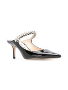 Jimmy Choo Black Patent Leather Mules With Crystal Strap Jimmy Choo Black Patent Leather Mules With Crystal Strap - Black