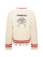 Riccardo Comi Ivory Sweater With Red Details Riccardo Comi Ivory Sweater With Red Details - White