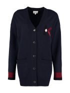 Kenzo Intarsia Wool Blend Cardigan Kenzo Intarsia Wool Blend Cardigan - blue