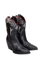 Elena Iachi Texan Ankle Boots In Black Leather Elena Iachi Texan Ankle Boots In Black Leather - black