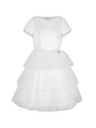 Blumarine White Dress For Girl With Rhinestones Blumarine White Dress For Girl With Rhinestones - White