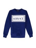 Young Versace Cotton Crew-neck Sweatshirt Young Versace Cotton Crew-neck Sweatshirt - blue