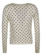 RED Valentino Lip Embroidered Polka-dot Cardigan RED Valentino Lip Embroidered Polka-dot Cardigan - Ivory