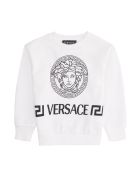 Young Versace Cotton Crew-neck Sweatshirt Young Versace Cotton Crew-neck Sweatshirt - White