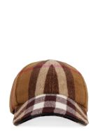 Burberry Check Motif Wool Baseball Cap Burberry Check Motif Wool Baseball Cap - brown