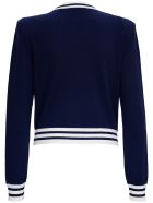 Balmain Knitted Jumper In Cashmere Blend With Logo And Padded Shoulders Balmain Knitted Jumper In Cashmere Blend With Logo And Padded Shoulders - Blu