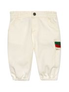 Gucci White Trousers With Logo Detail Gucci White Trousers With Logo Detail - Bianco
