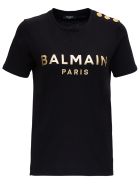 Balmain Jersey T-shirt With Laminated Logo Print Balmain Jersey T-shirt With Laminated Logo Print - Black
