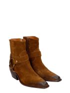 Elena Iachi Texan Ankle Boots In Leather Color Suede Elena Iachi Texan Ankle Boots In Leather Color Suede - leather color